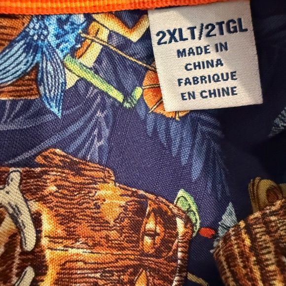 Tommy Bahama Tiki Bar Camp Shirt 2XLT Big & Tall Navy Hula Totem Print - Picture 3 of 8